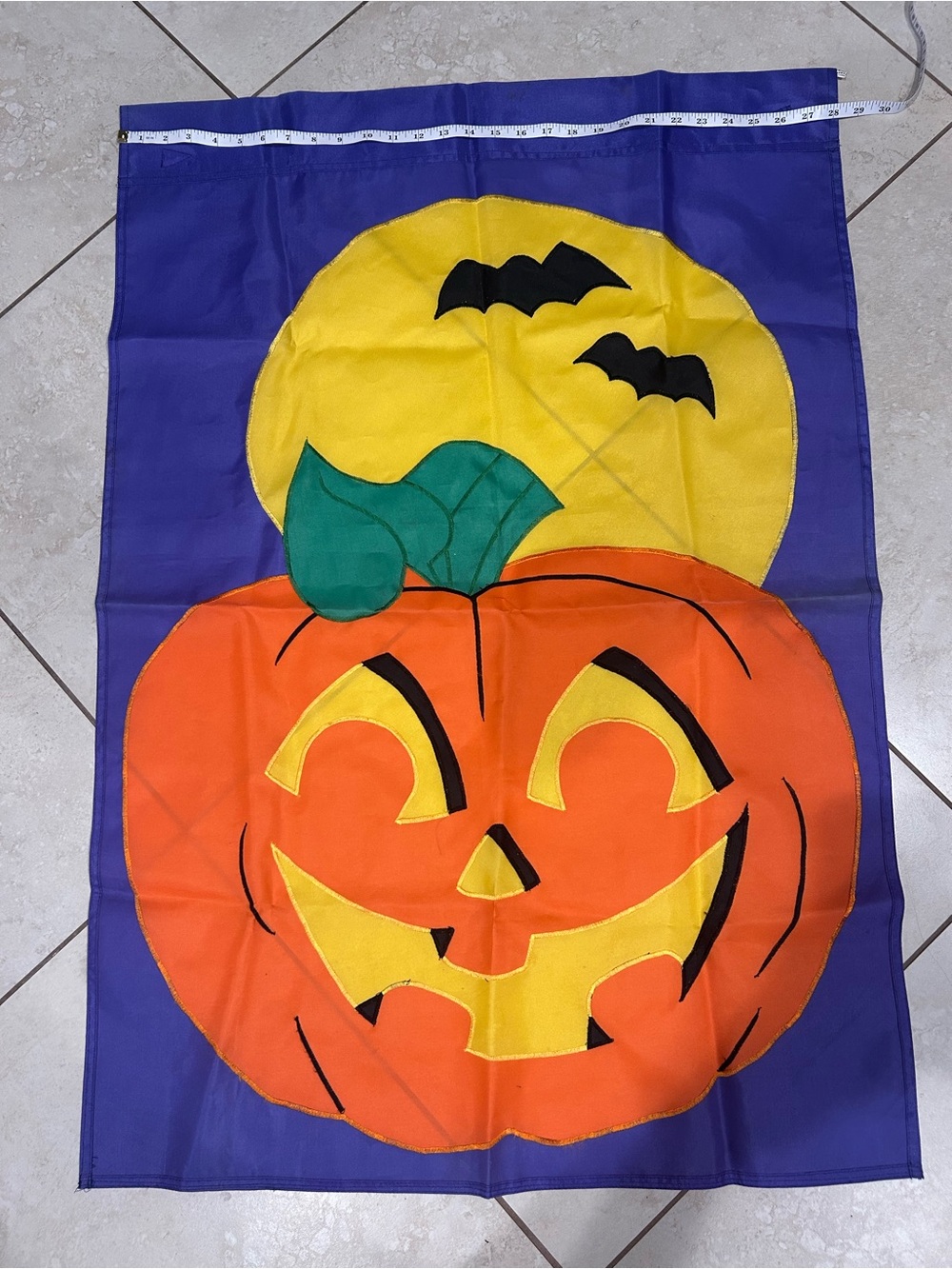 Halloween Pumpkin Garden Flag - Orange, Purple & Yellow